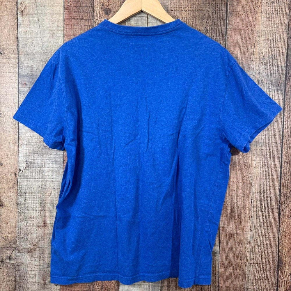 Polo Ralph Lauren Mens Royal Blue V-Neck T-Shirt Classic Fit Large Orange Pony - Picture 3 of 4